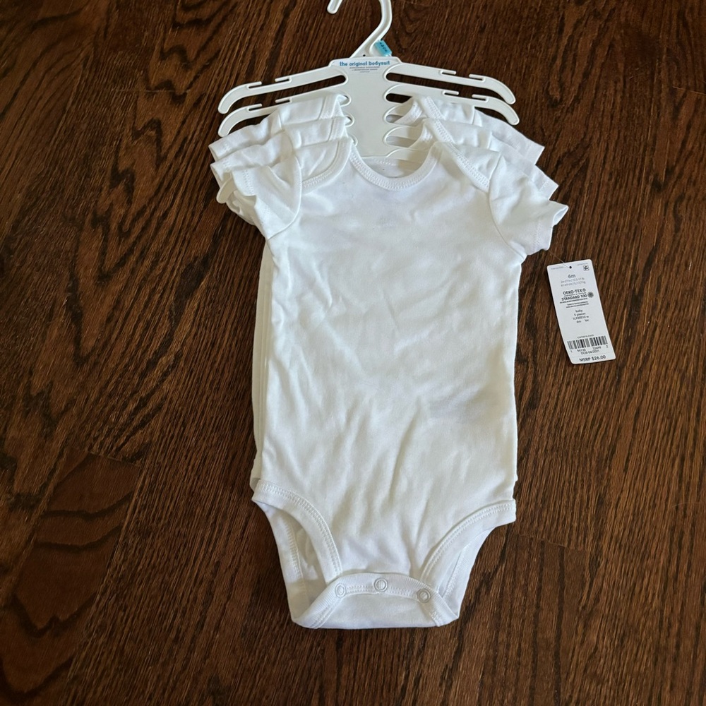6 month white onesies